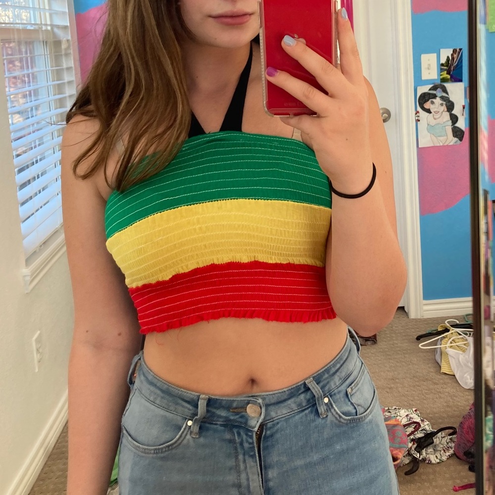 Sleeveless Jamaican Flag Crop Top
